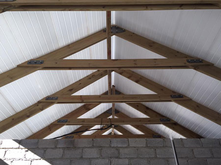 Cape Roof - Bolted Raised Trusses and Isoboard Ceiling