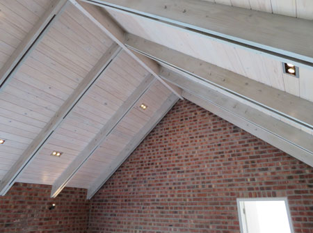 Cape Roof - Ridge Beam and Two Ply Rafters with Ceiling Boards